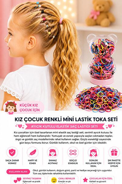 Trend Mix Kids Set de mini elastice colorate pentru fete, cu ursuleț de pluș,...