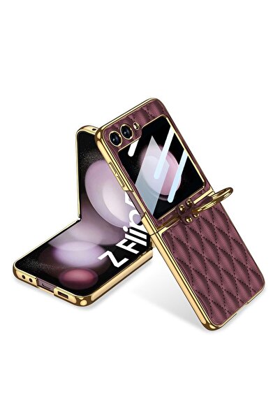 sscase Puff Rhombus Σκληρή Θήκη με Δαχτυλίδι Wine Red (Samsung Galaxy Z Flip5...