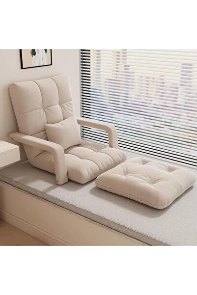 Paporich Off-White Lazy Sofa, Armless Bean Bag Sofa, Memory Foam Recliner, Ad...