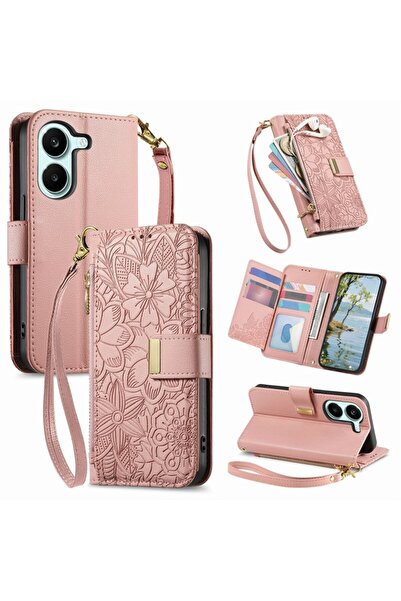 sscase Floral Zipper Θήκη Πορτοφόλι Pink (Xiaomi Poco X8 Pro 5G)