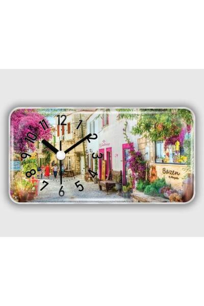 Galaxy Ceas de frigider cu model, suvenir din Alaçatı, cu magnet, 16,5 x 8,5 cm