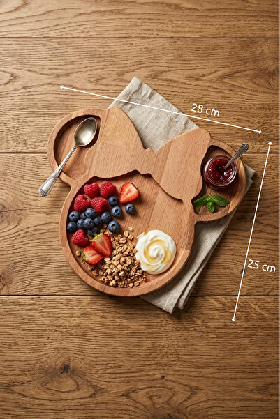 K&G foot rest Mickey Mouse Wooden Presentation Plate with Bow Tie for Breakfa...