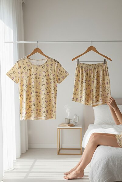 MARİGOLD COLLECTİON Pajama Set Printed Supertekstil Lycra Soft Texture