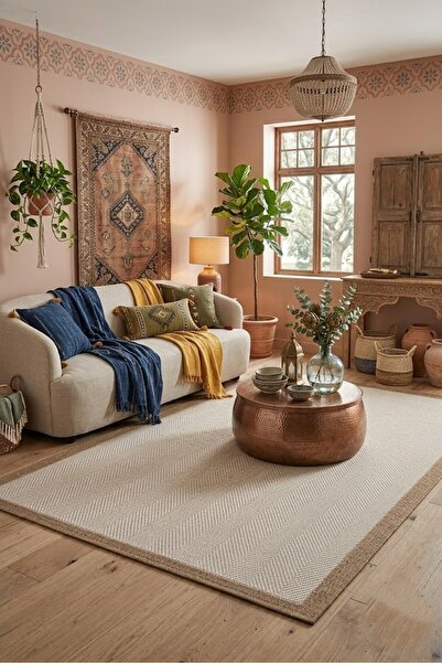 MAMKO Matta Serisi Modern Sisal Jüt Toz Vermez Balkon Bahçe Mutfak Kilimi