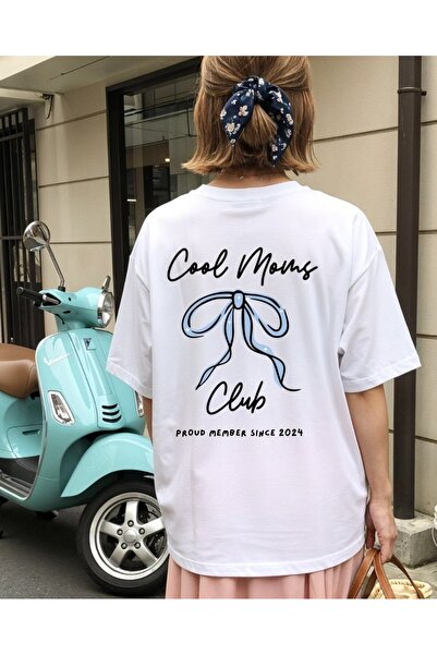 LELVANİ Γυναικείο μπλουζάκι Cool Moms Club με στάμπα μπλε κορδέλας