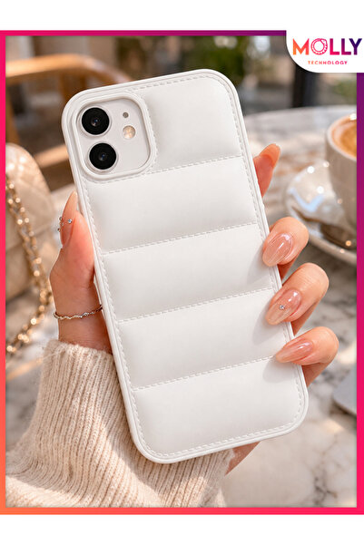Molly iPhone 11 İçin Beyaz Mat Puffer Airbag Silikon Kılıf