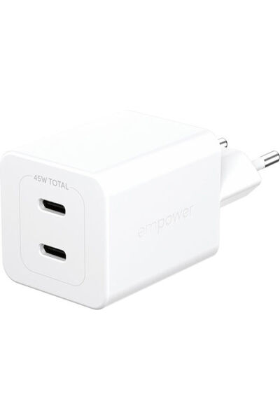 EMPOWER Φορτιστής PanzerGlass χωρίς καλώδιο GaN με 2 θύρες USB-C 45W Ασημί (E...