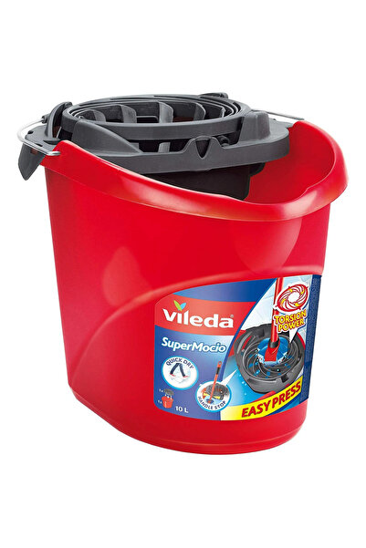 Vileda Torsion Power SuperMocio FH122240 Bucket with Wringer, 10 L, Red
