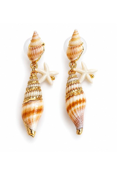 LEROSY CO. Sea Star Detailed Seashell Earrings