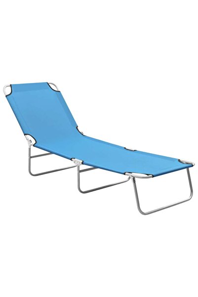 vidaxl Șezlong de plajă pliabil, albastru turcoaz, oțel și textil