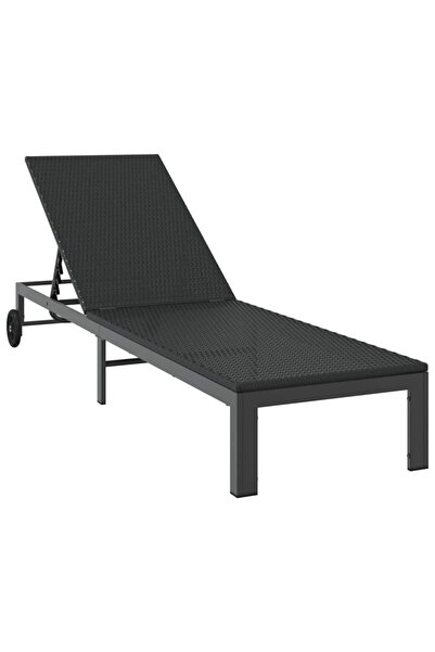 vidaxl Șezlong Negru 206 x 62.5 x 74 cm poliratan