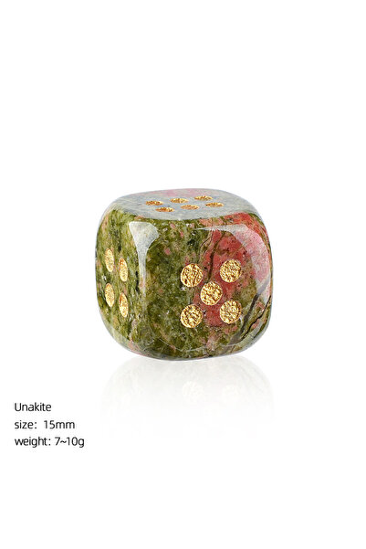 Choice3 15mm-1pc Unakite 1pc Natural Stone Crystal Dice Beads Casual Board Ga...