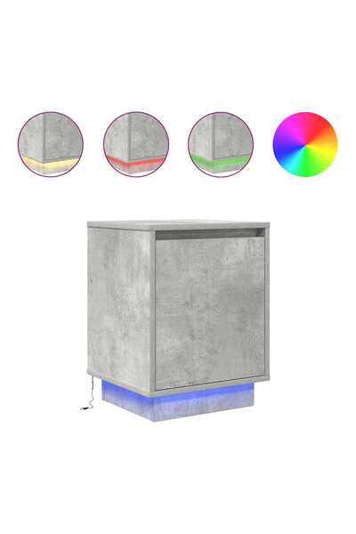 vidaxl Noptiera cu lumini LED Gri beton 38x34x50 cm
