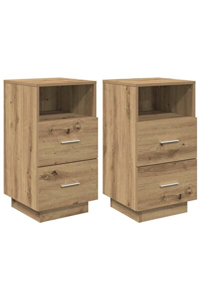 vidaxl Noptiere 2 buc cu 2 sertare Stejar artizanal 36x36x68 cm