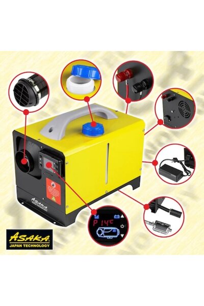 asaka Încălzitor portabil pe motorină 8KW – Încălzitor auto 12V/230V cu afișa...