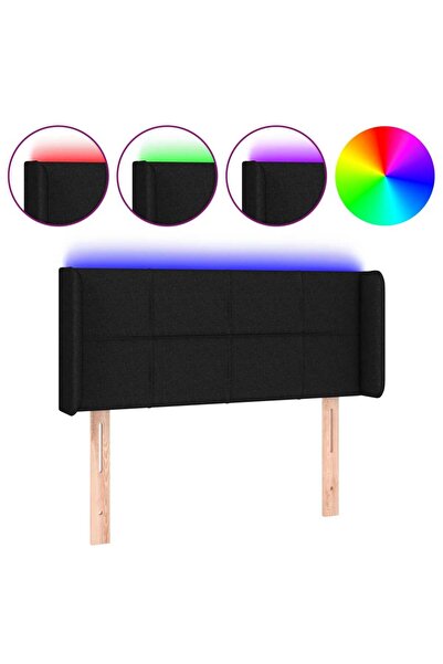 vidaxl Tăblie de pat cu LED, negru, 83x16x78/88 cm, textil