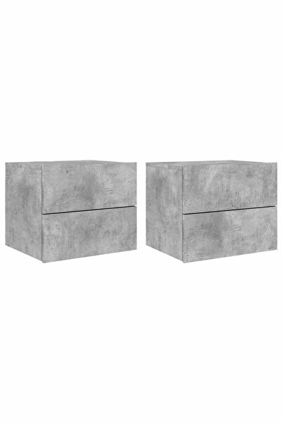 vidaxl Noptiere montate pe perete cu lumini LED, 2 buc., gri beton