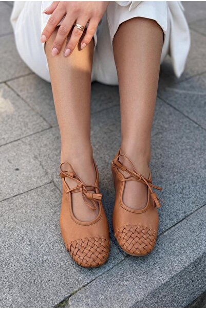 I Love Shoes Talorin Γνήσιο Δερμάτινο Γυναικείο Παπούτσι Μπαλαρίνας με κορδόνια