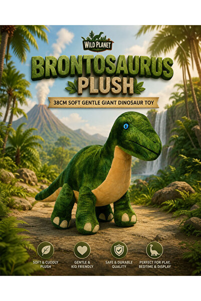 Wild Planet Brontosaurus Plush 38cm Soft Dinosaur Stuffed Animal Realistic Ge...