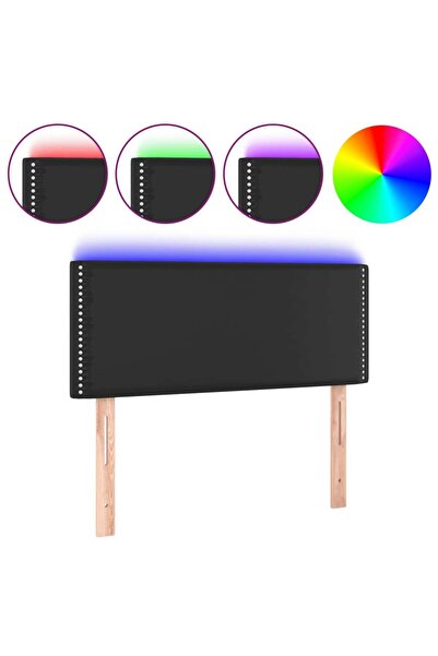 vidaxl Tăblie de pat cu LED, negru, 90x5x78/88 cm, piele ecologică