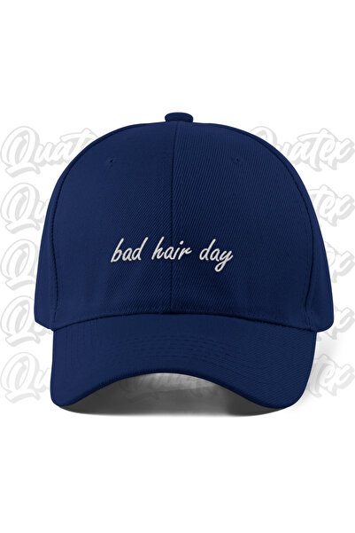 CapHub Bad Hair Day Embroidered Hat - Navy Blue Color 100% Cotton Gabardine U...