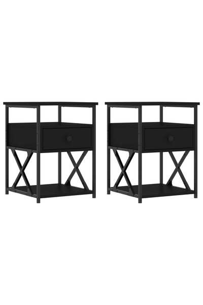 vidaxl Noptiere, 2 buc., negru, 40x42x55 cm, lemn prelucrat