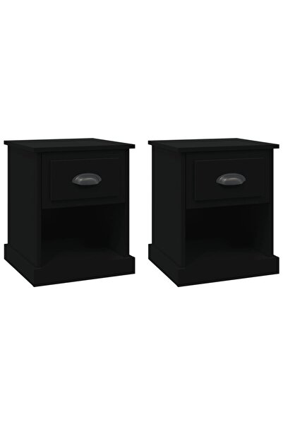 vidaxl Noptiere, 2 buc, negru, 39x39x47,5 cm, lemn prelucrat