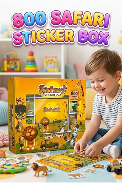 Tıfıl Toys صندوق ملصقات سفاري - 800 قطعة من ملصقات تعليمية بتصميم حيوانات - م...