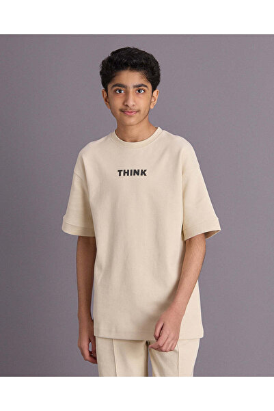 REDTAG Senior Boys Beige Oversized T Shirt
