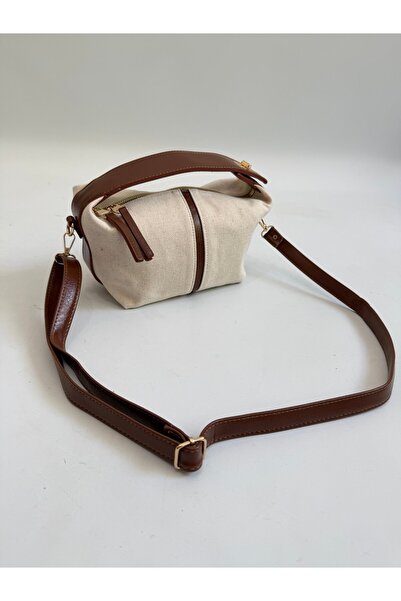 Mia Collection Adriana Model Hand and Women's Shoulder Bag Linen Tan