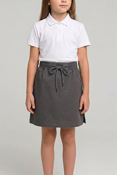 nacar çarşı Girl's Ribbed Waist Smoked Canvas School Shorts Skirt