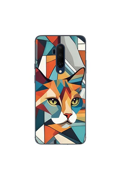 OEM Husa compatibila cu OnePlus 7T Pro Silicon Gel Tpu Model Cubic Cat Art