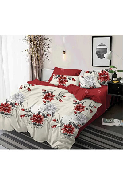 Sky Home Bedding set Finet 6 pieces, Red with floral print-KY69