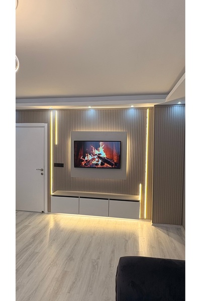 AGT Tv ünitesi 290x240 Full Set Mdf panel Lambri dolap led