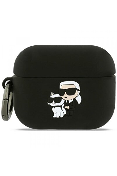 Karl Lagerfeld Silicone Karl & Choupette 3D Case for Apple AirPods Pro 3, Black