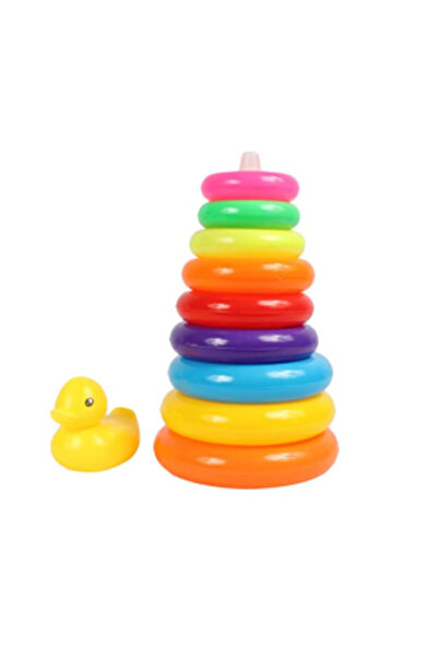 CasaDesteapta.ro Piramidă jucarie pentru bebelusi – Turn cu 10 Inele Multicol...