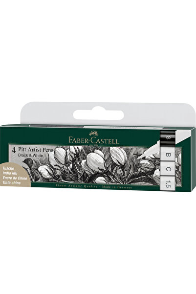 Faber Castell PITT ARTIST PEN SOFT BRUSH SET 4 PCS WHITE+BLACK FABER-CASTELL