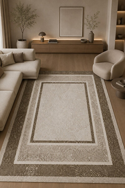 DERAS HOME Dijital Baskı Yıkanabilir Kaymaz Taban Salon Halısı Yolluk