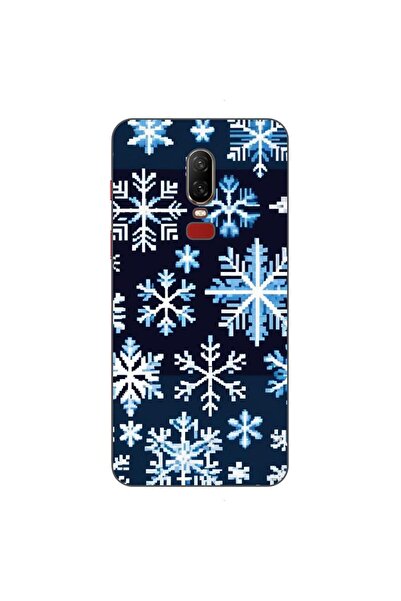 OEM Husa compatibila cu OnePlus 6 Silicon Gel Tpu Model Pixel Art Snowflakes