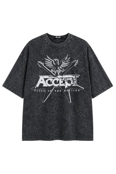 Fuddy Moda Μπλουζάκι Unisex με στάμπα που πλένεται, Υπερμεγέθη ρετρό μπλουζάκ...