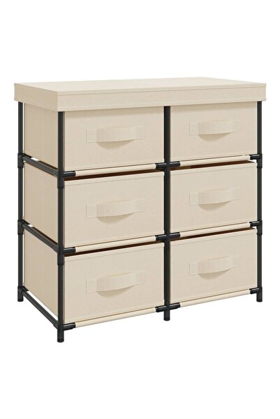 vidaxl Storage cabinet with 6 drawers, cream, 55x29x55 cm, steel