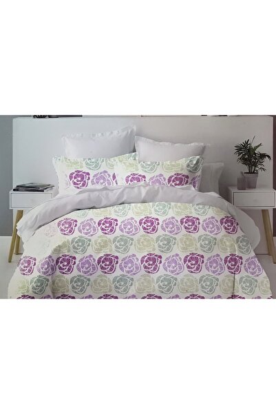 MILANO COLLECTION Double Bed Linen Set 100% Cotton 51209 C4 Purple/Beige