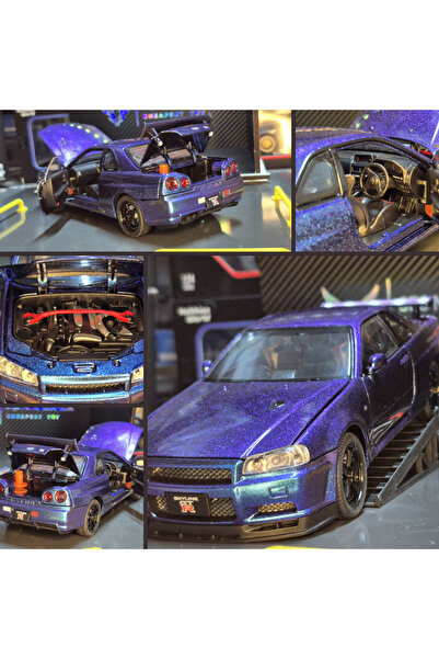 shop Nissan Skyline GTR R34 Modifiyeli 1:24 Diecast Metal Model Araba Koleksi...
