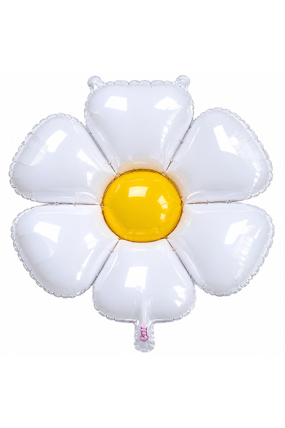 HAKİ STORE Papatya Balon Folyo Balon Beyaz Sarı Çiçek Şeklinde Parti Balonu D...