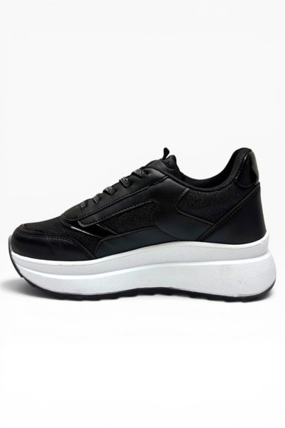 Cakgo Alves 0846-26 Simli Cilt Deri Anatomik Taban Kadın Sneaker Siyah Beyaz 36-40