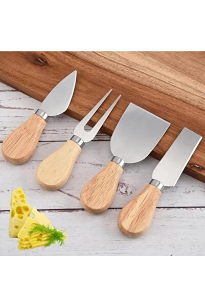Yıldızan Nzr Beautestore Amberhaus 4 Piece Acacia Wood Cheese Presentation Se...