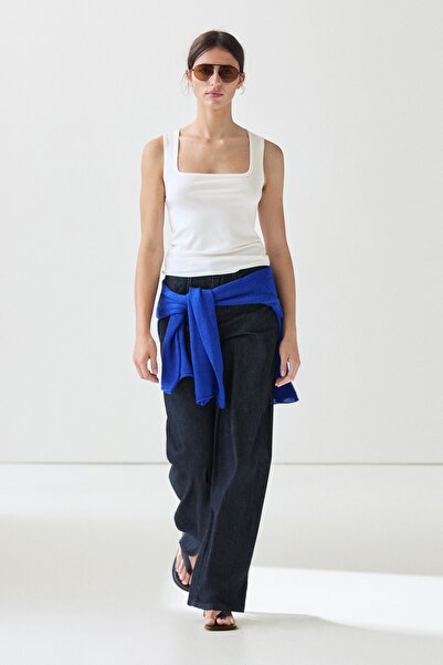 Massimo Dutti Kare yaka pamuklu top