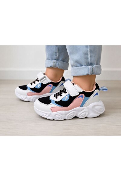 PAPUCUMUN DÜNYASI Girls' Thick-Sole Velcro Multi-Color Sneakers
