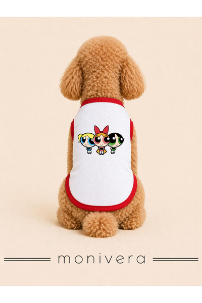 Modetra New Season Summer Powerpuff Girls Printed Colorful Dog Outfit - Under...