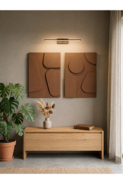Yd Art Gallery Minimalist Kahverengi 2’li Geometrik MDF Tablo